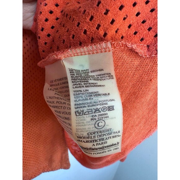 Neiman Marcus Majestic Paris Jacket S Linen Sleeves Back + Suede Front Xsmall 2 - Picture 7 of 8